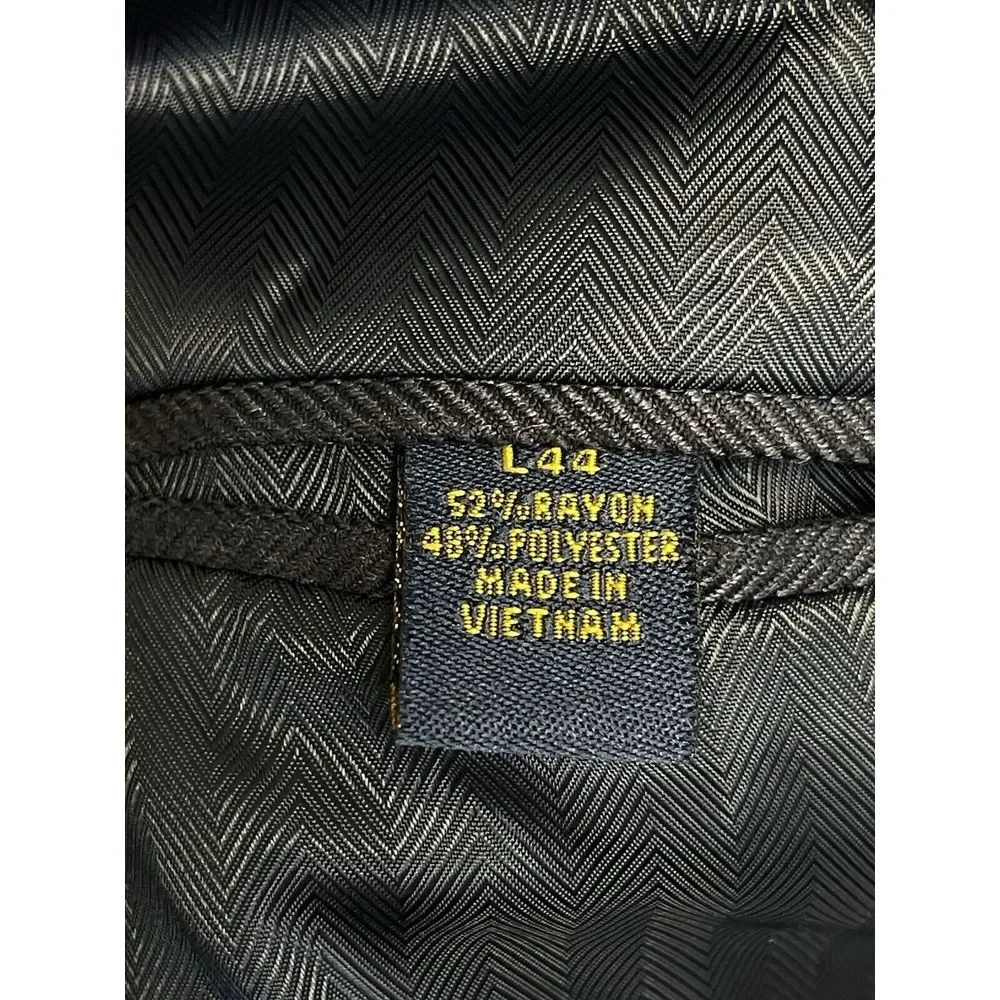 Club Room Mens 44L Navy Blue Blazer Herringbone Poly Blend Sport Coat‎ Jacket